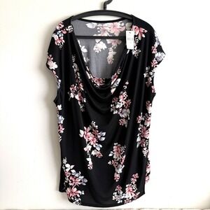 NWT Lane Bryant Wrap Cap Sleeve Floral Top 22/24 Romantic Feminine Boho Chic